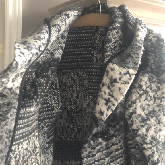 LUNDSTROM Black + White Hooded Sweater Jacket, S - Picture 4 of 7